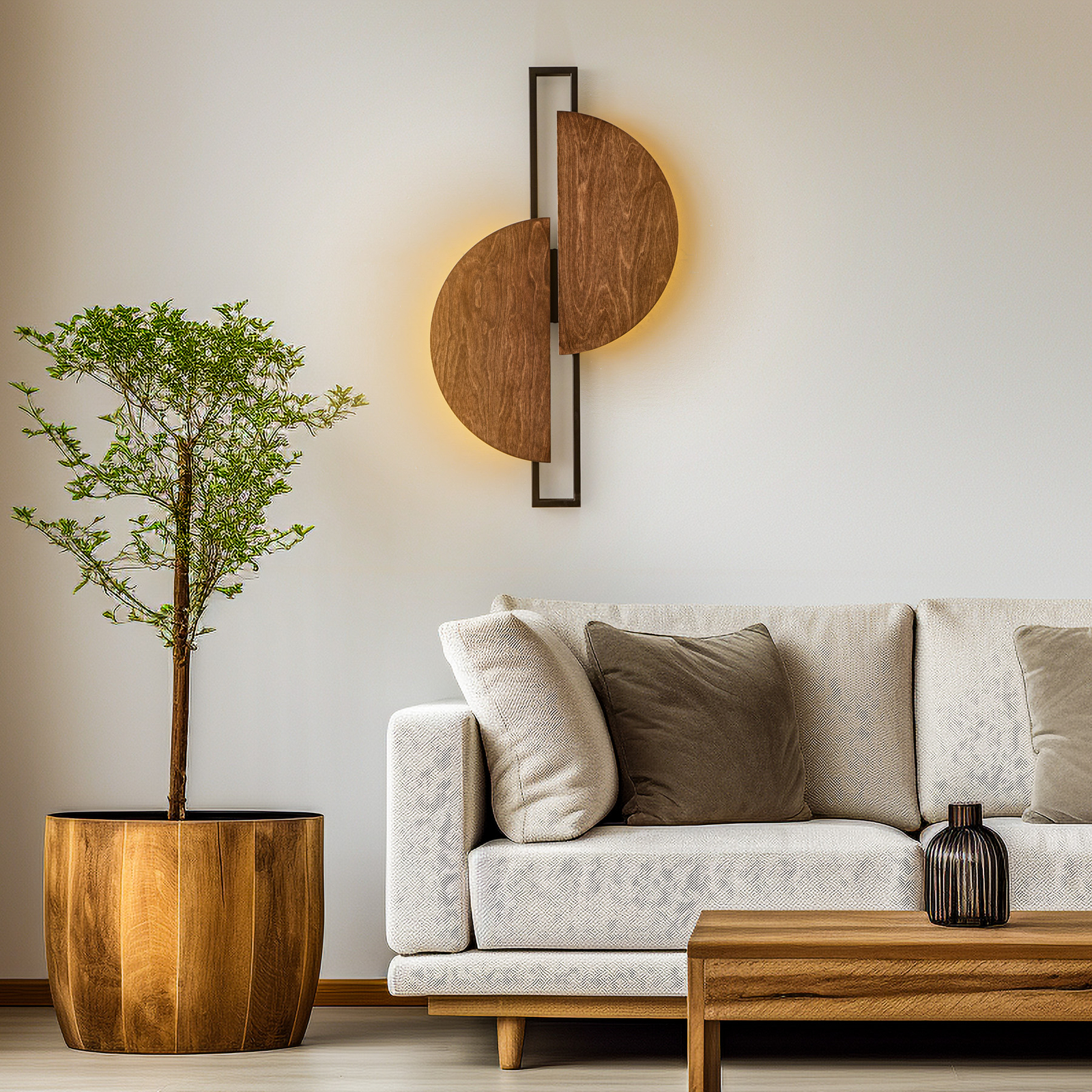LED wall light Sunrise LED made of wood